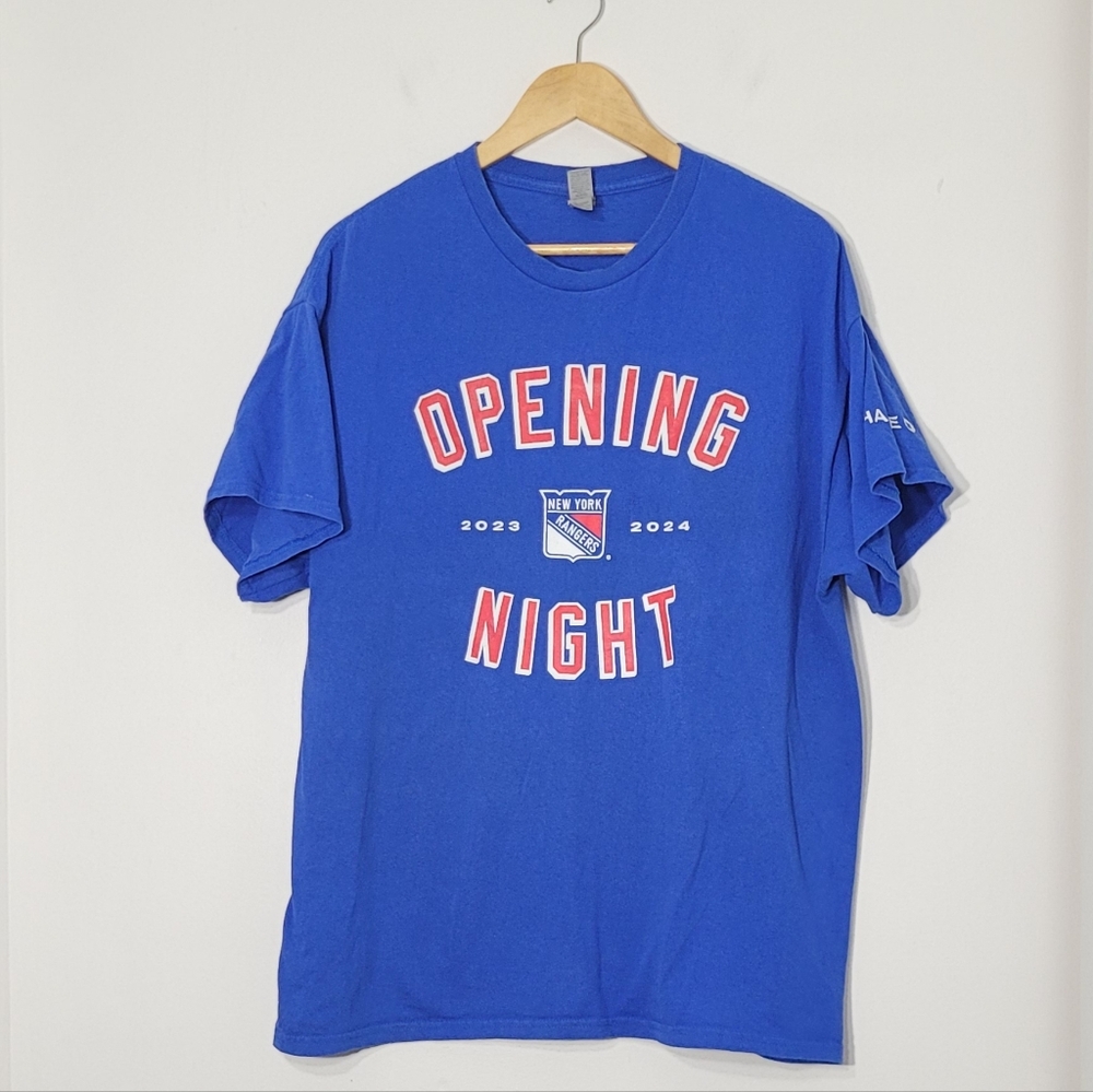 New York Rangers Opening Night 2023-2024 Blue Cotton Hockey Fan T-Shirt Size XL